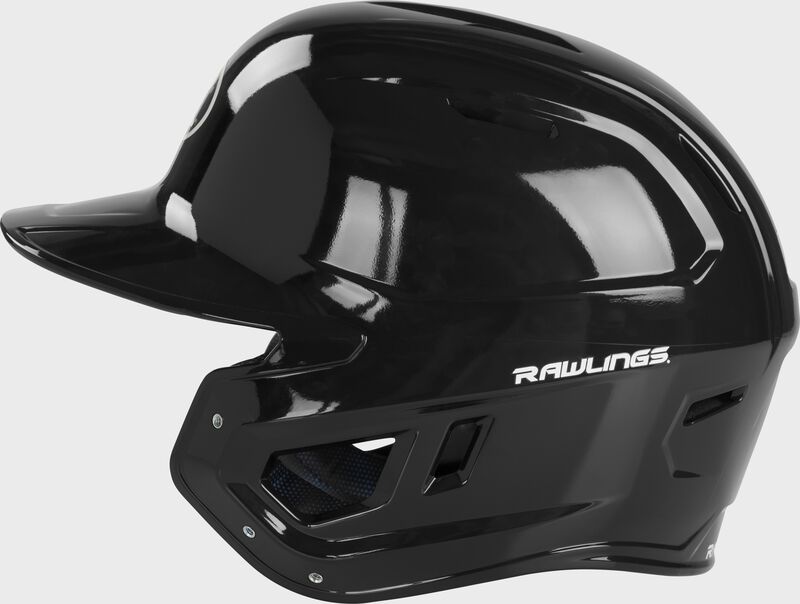Left-side view of Rawlings Mach Gloss Batting Helmet - SKU: MCH01A