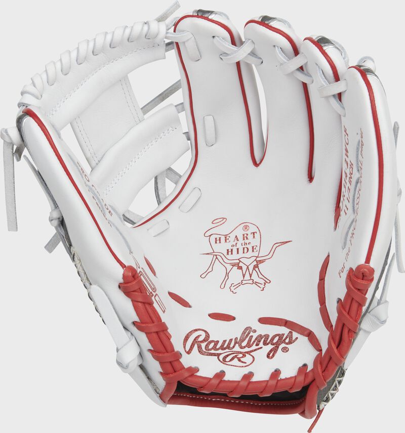 Shell palm view of white, gray, and red 2021 Exclusive Heart of the Hide R2G hyper shell glove