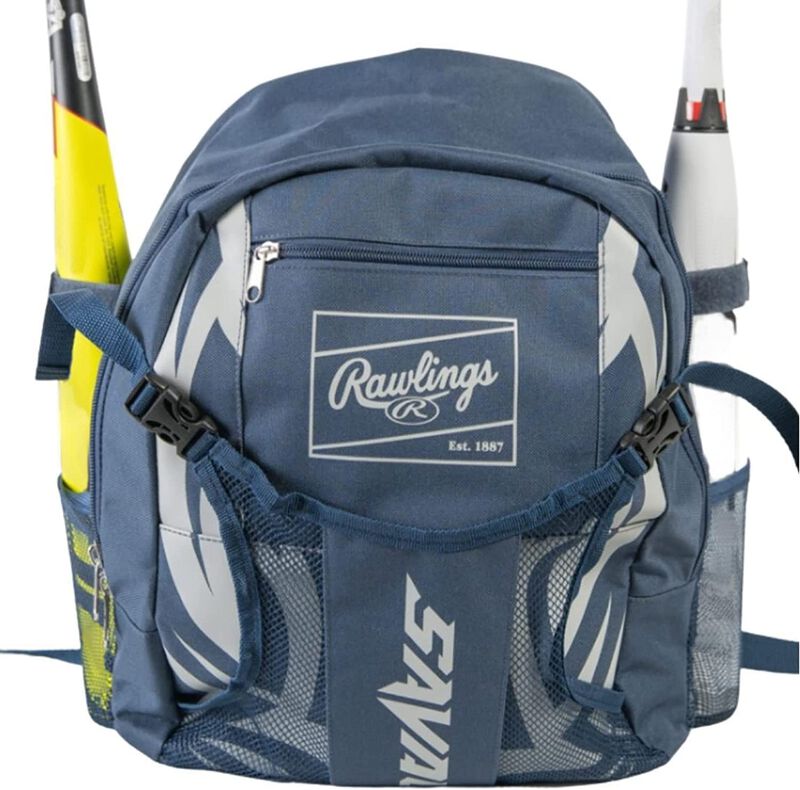 A navy/gray Savage youth baseball backpack - SKU: GBTBBK-N/GR loading=