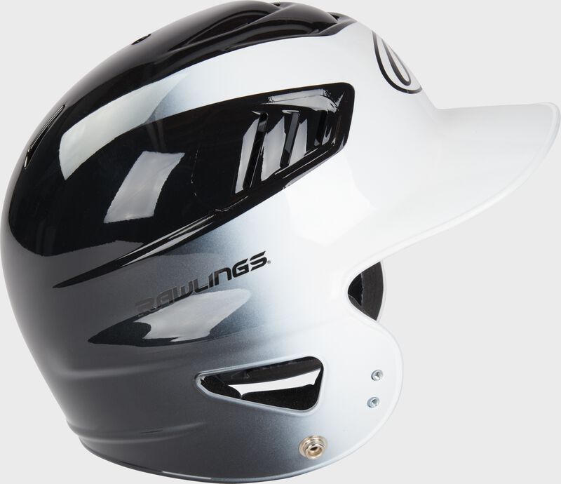 Right side of a black/white youth Coolflo baseball helmet - SKU: RCFH loading=