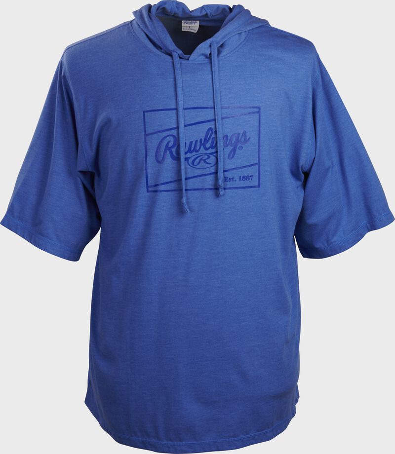 A royal Rawlings short sleeve hoodie with a Rawlings patch logo outline - SKU: ACASSH-R loading=