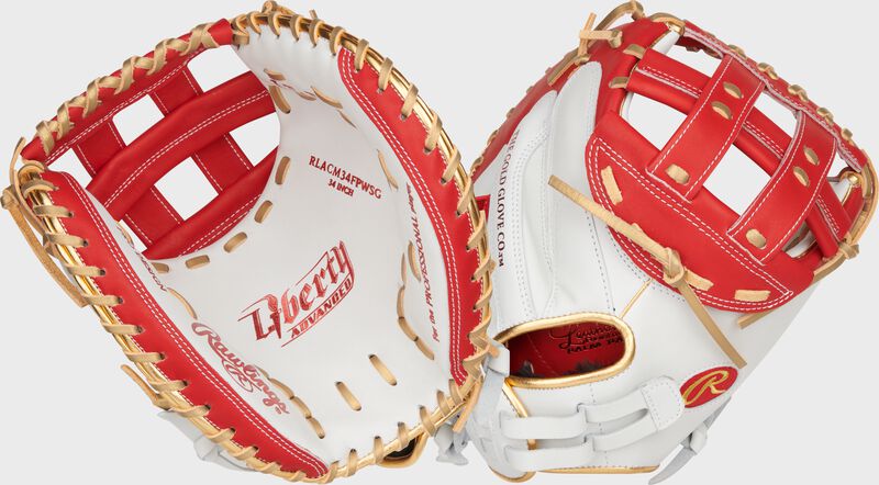 Liberty Advanced Color Series 34 in Catcher's Mitt, White/Scarlet, Right loading=