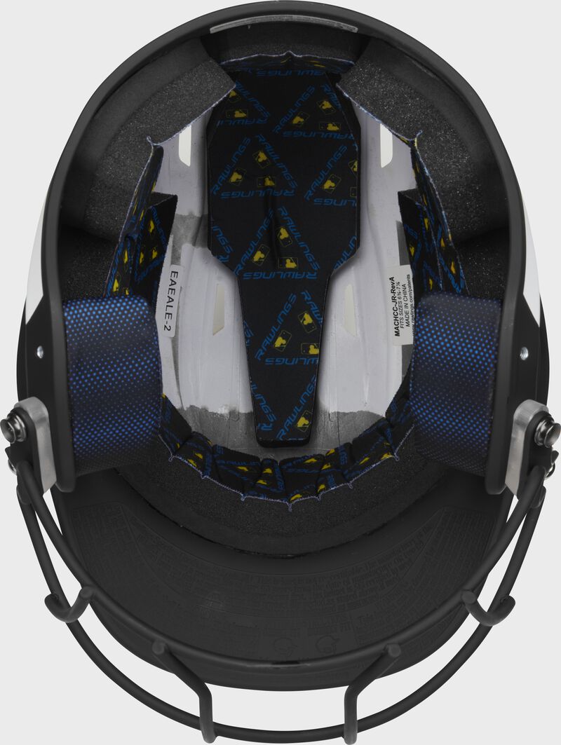 Inside view of Rawlings Mach Ice Softball Batting Helmet, Black - SKU: MSB13 loading=