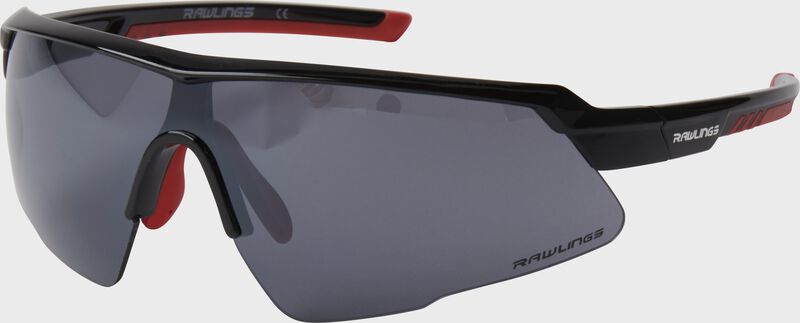 A pair of Rawlings adult red/black half-rim shield sunglasses - SKU: 10260969 loading=
