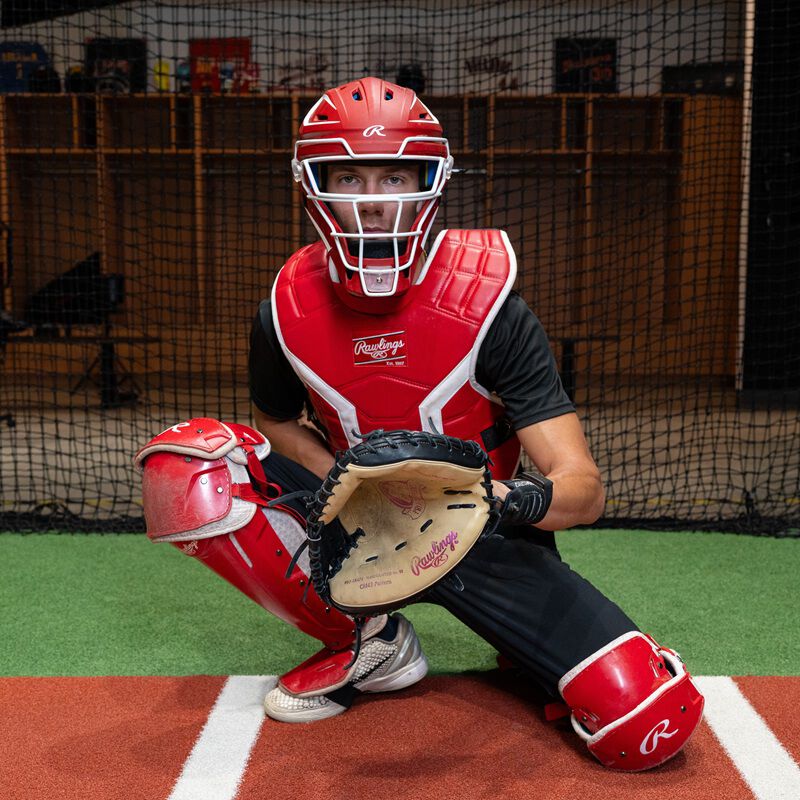 Rawlings Mach Pro Series Catcher's Set, Scarlet, L