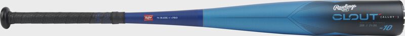 A blue Rawlings Clout USSSA baseball bat - SKU: RUT3C10