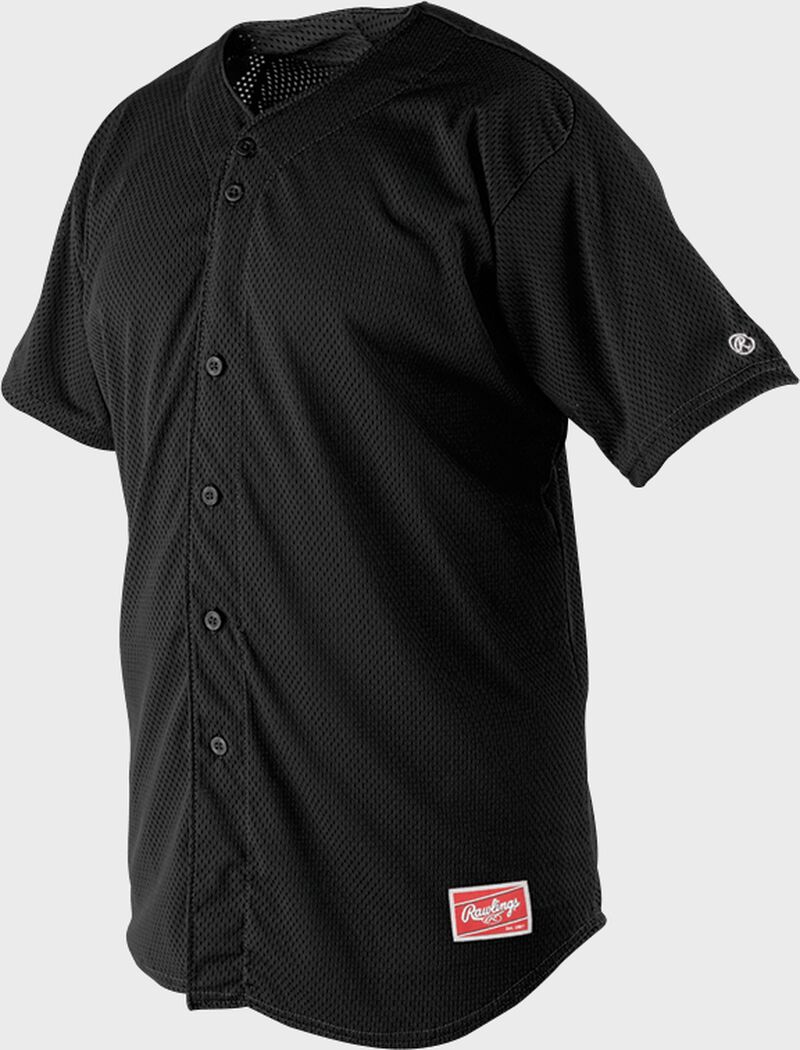 Front of Rawlings Black Adult Short Sleeve Jersey - SKU #RBJ167 loading=