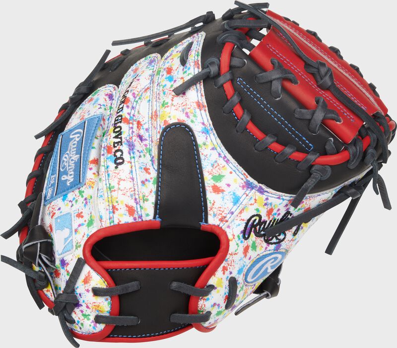 Splatter UV Print back of a Heart of the Hide 33.5-Inch Splatter Catcher's Mitt