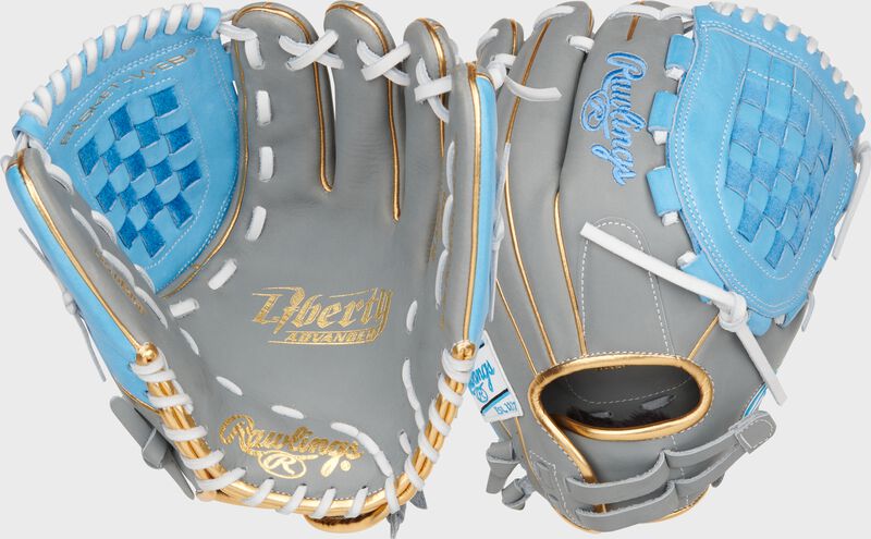 Liberty Advanced Color Series 12 in Fastpitch Glove, Gray/Columbia Blue, Right loading=