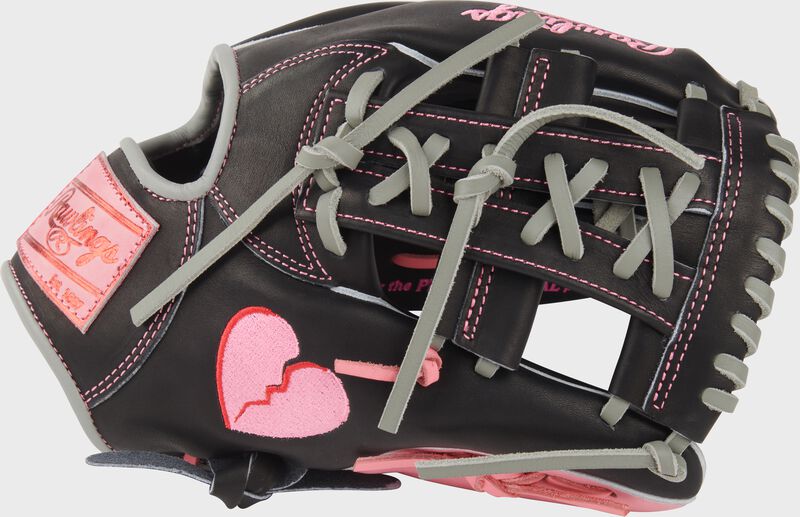 Rawlings Heart of the Hide Broken Heart 11.5" glove with a broken heart logo embroidered on the thumb