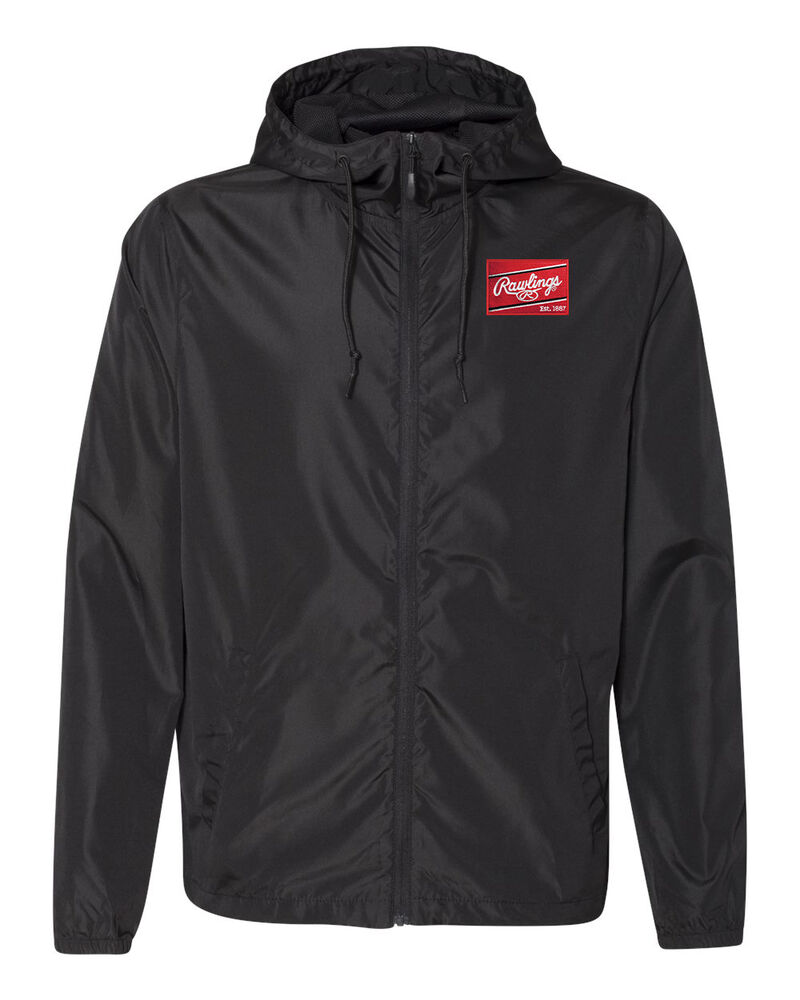 A black Rawlings lightweight windbreaker jacket - SKU: RSGCJ-G/HC loading=