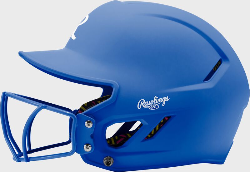 Rawlings CoolFlo Max Highlighter Youth Batting Helmet with Face Guard, Royal, M/L