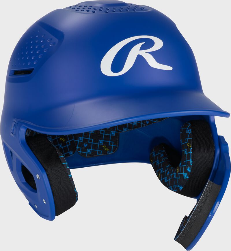 Front right of a royal Rawlings RX2 Reverse batting helmet loading=