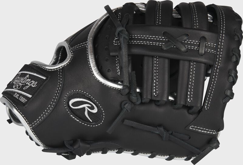Thumb of a black 2022 Encore 12-Inch first base mitt with a black Single post double bar web - SKU: ECFBM-10B