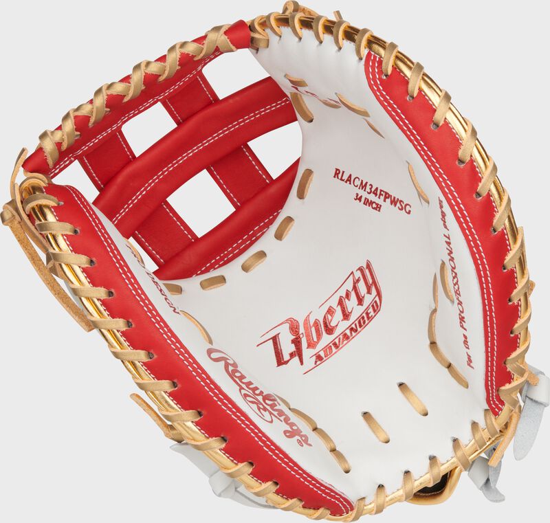 Liberty Advanced Color Series 34 in Catcher's Mitt, White/Scarlet, Right loading=