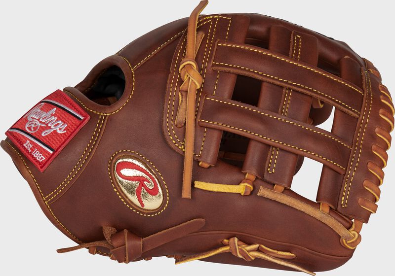 Web back view of 2021 Nolan Arenado Heart of the Hide infield glove loading=