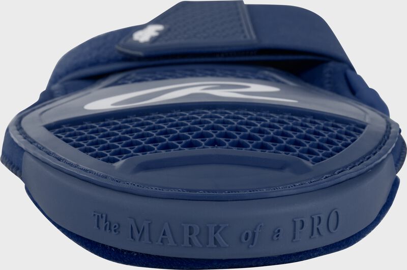 Finger view of a navy Rawlings sliding mitt loading=