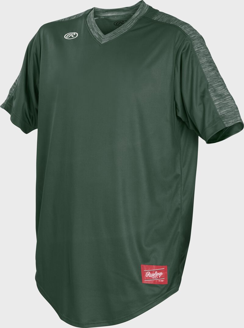Front of Rawlings Dark Green Adult Short Sleeve Launch Jersey - SKU #LNCHJ-DG loading=