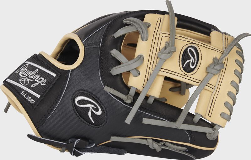 Black thumb of a Heart of the Hide Hyper Shell 11.5" infield glove with a camel I-web - SKU: PRO204-2CBCF loading=