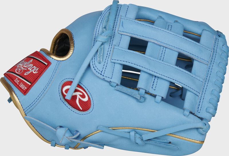 Thumb of a Columbia blue 2021 Kris Bryant 12.25-Inch Heart of the Hide glove with a Columbia blue H-web - SKU: RSGPROKB17-6CBG