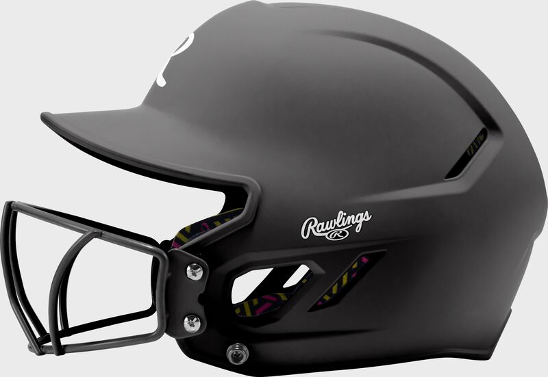 Rawlings CoolFlo Max Highlighter Youth Batting Helmet with Face Guard, Black, M/L