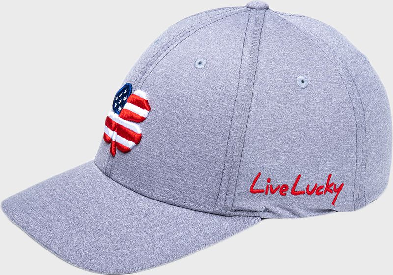 Left-side view of Rawlings Black Clover USA Heathered Fitted Hat - SKU: BCR1RUH0071 loading=