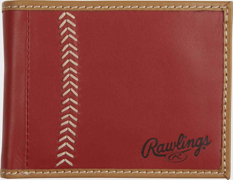 Rawlings Baseball Stitch Bifold Leather Wallet - Tan