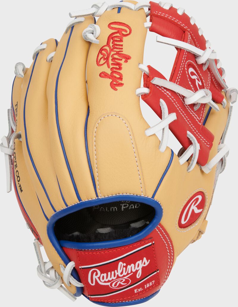 Camel back of a Rawlings Corey Seager Select Pro Lite baseball glove loading=