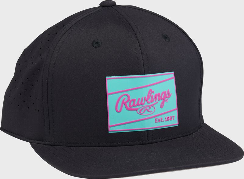 Rawlings Black Performance Flat Bill Snapback Hat