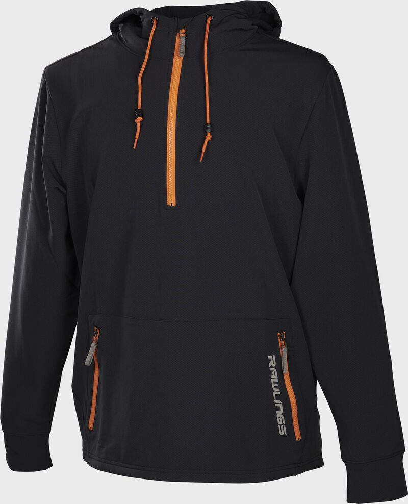 A black Rawlings modern fit half-zip hoodie - SKU: RSGHZ-B loading=