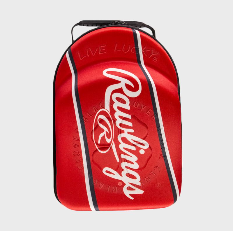 View of Rawlings logo on Rawlings Black Clover Red Patch Hat Caddie, Special Edition - SKU: RBCCADP loading=