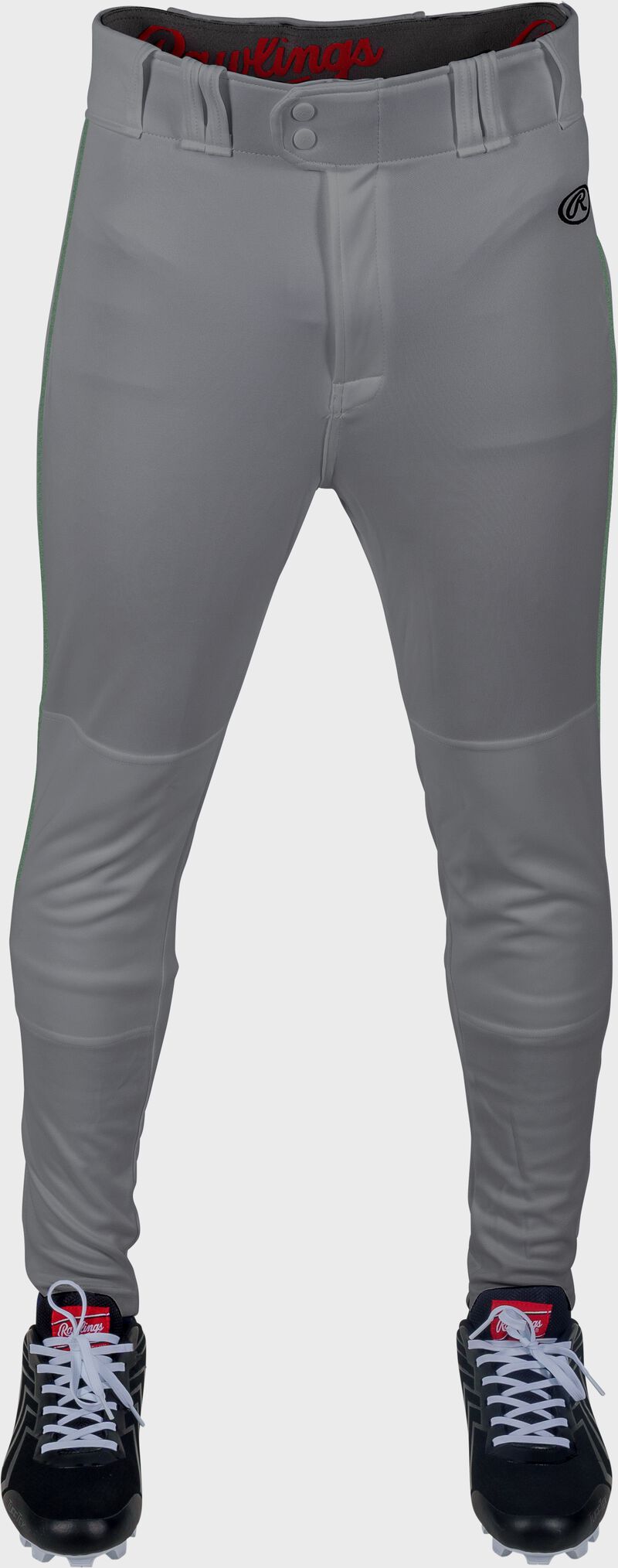 Rawlings Launch Jogger Fit Piped Baseball Pants, Adult 2XL, Blue Gray/Dark Green