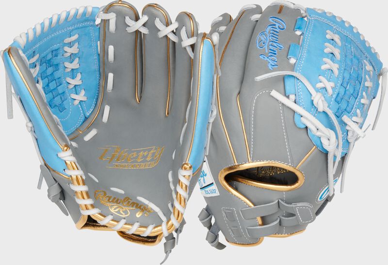 Liberty Advanced Color Series 12.5 in Fastpitch Glove, Gray/Columbia Blue, Left loading=