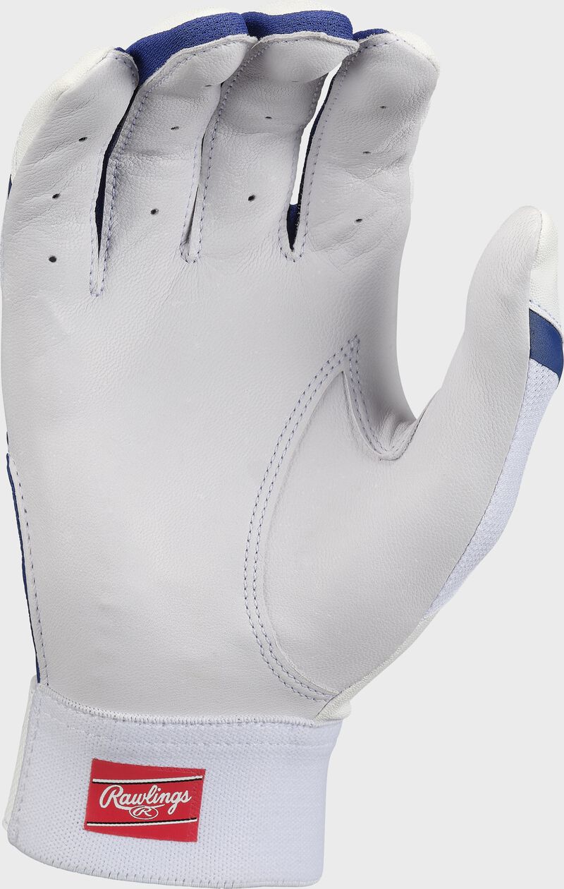 White palm of a white/navy Rawlings 5150 II batting glove - SKU: 5150IIBG-WHNY loading=