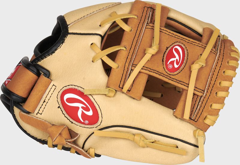 Thumb of a camel Sure Catch 10.5-inch youth glove with a tan I-web - SKU: SC105TCI loading=
