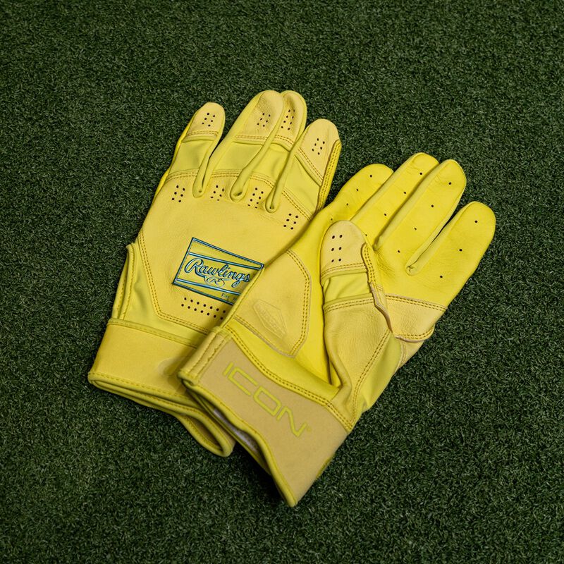 Rawlings Icon Batting Gloves, Yellow, Adult XL