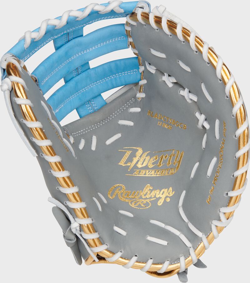 Liberty Advanced Color Series 13 in 1st Base Mitt, Gray/Columbia Blue, Left loading=