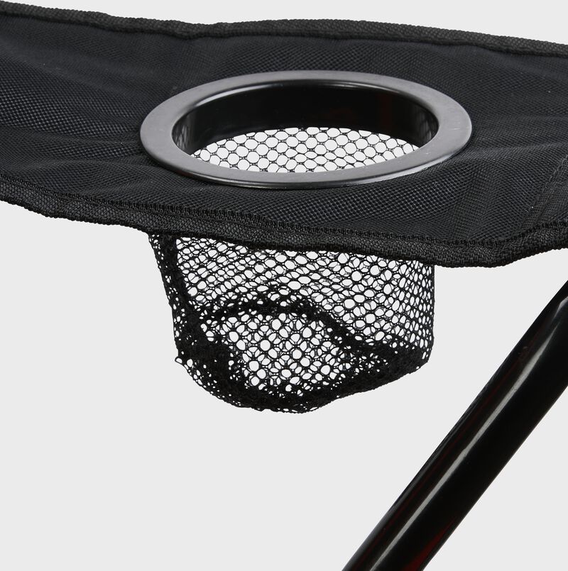 Mesh cup holder on the arm rest of a Rawlings high back chair - SKU: 00184043511 loading=