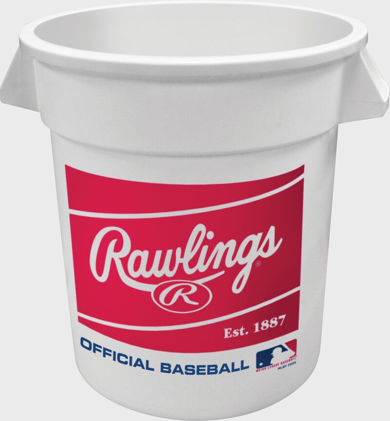 Red Rawlings patch on a white MLB Big Bucket - SKU: BIBUCK6PK