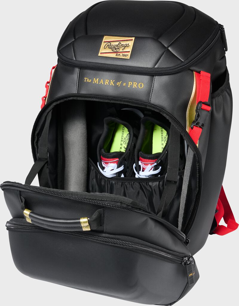 Rawlings Leather Gold Collection Backpack, Black