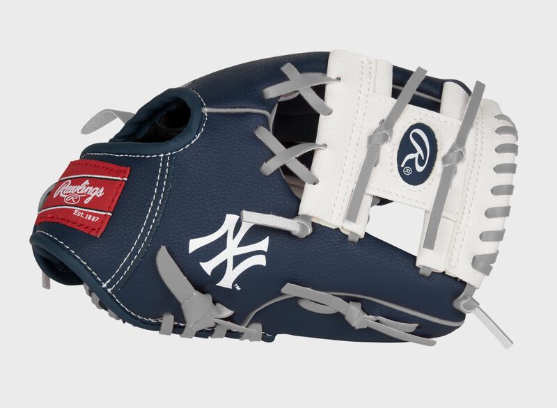 A navy, white & red New York Yankees 10-inch team logo glove with a white I-web and "NY" logo on the thumb - SKU: 22000030111