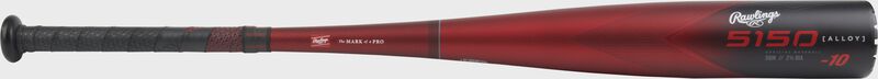 A red/black Rawlings 5150 -10 USSSA baseball bat - SKU: RUT3510 loading=