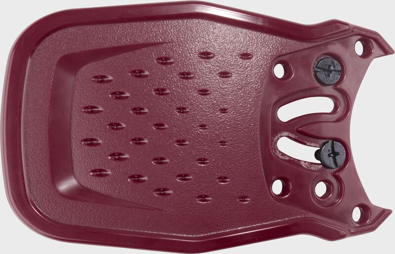 A maroon Rawlings RX2 Reverse adjustable batting helmet extension with the mounting holes