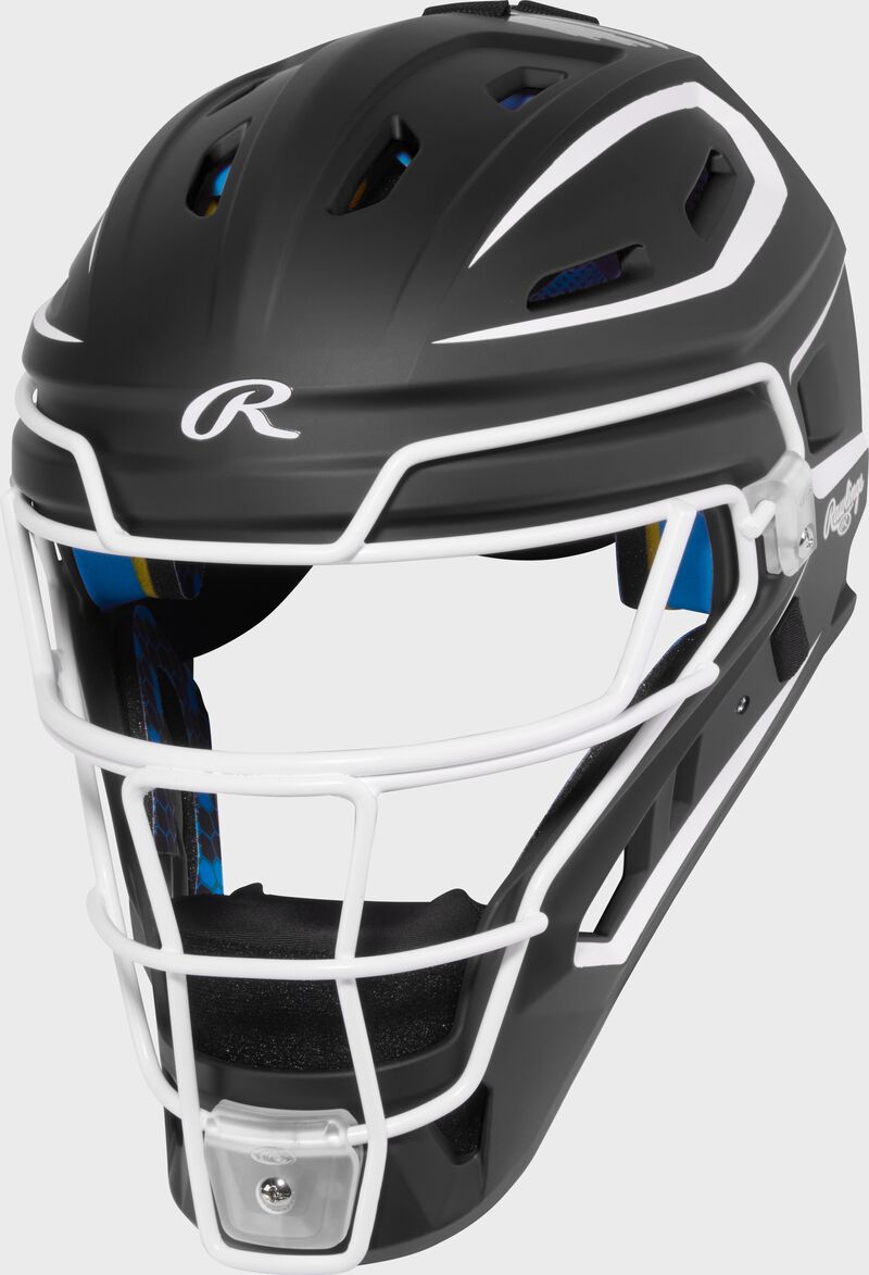 A black Mach Pro Series catcher's helmet loading=