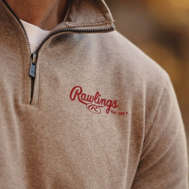 Rawlings x The Normal Brand Puremeso Weekend Quarter Zip, Khaki, Adult 3XL