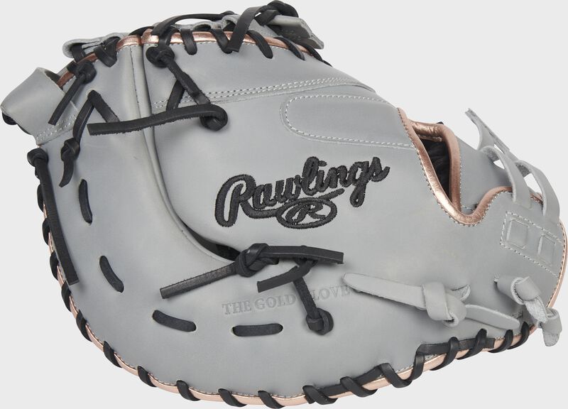 Back of a gray Liberty Advanced 1st base mitt - SKU: RLADCTSBGRG loading=