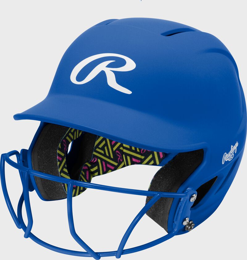 Rawlings CoolFlo Max Highlighter Youth Batting Helmet with Face Guard, Royal, M/L