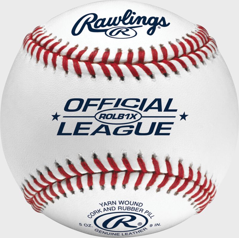 A white Rawlings Official League ROLB1X practice baseball - SKU: RSXBUCK24 loading=