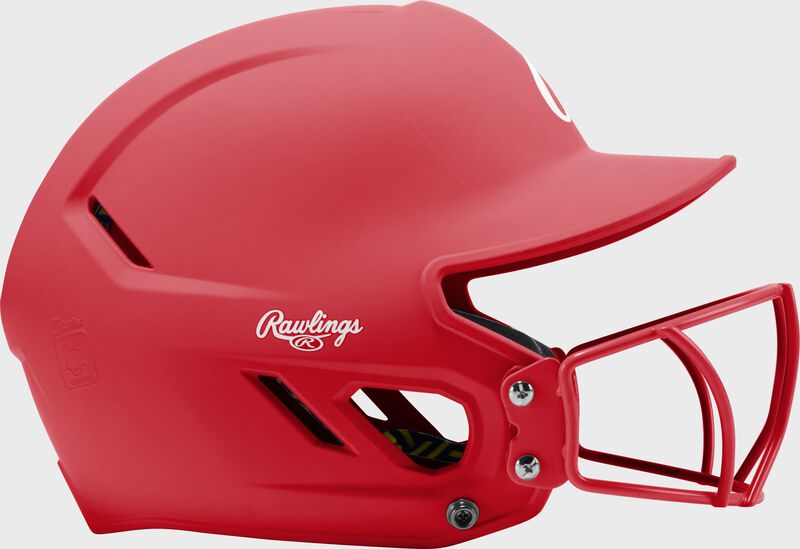 Rawlings CoolFlo Max Highlighter Youth Batting Helmet with Face Guard, Scarlet, M/L