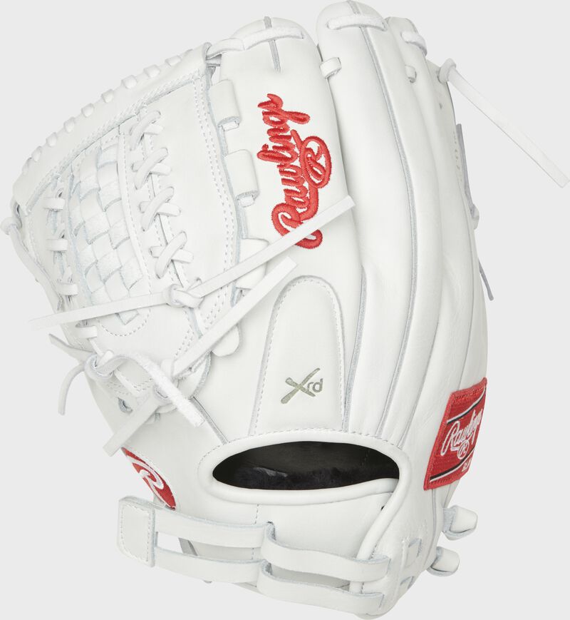 Shell back view of white 2020 Liberty Advanced 12-inch Softball glove loading=